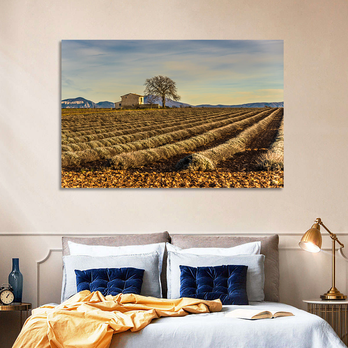 Rustic Provence Lavender Rows at Golden Hour Wall Art