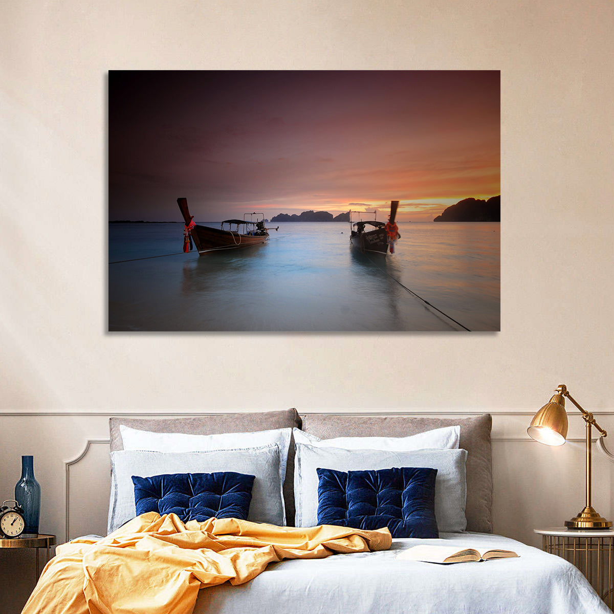 Phi Phi Longtail Boats at Golden Hour Wall Art