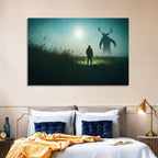 Antlered Shadow in Mist Wall Art