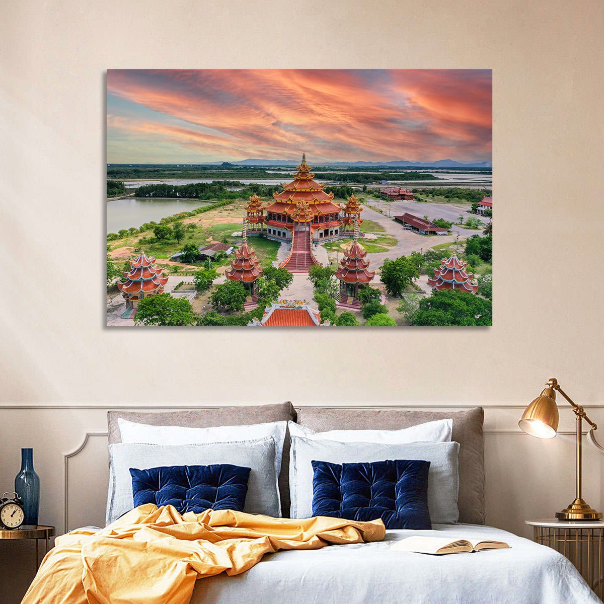 Wat Petch Suwan Temple at Sunset Wall Art
