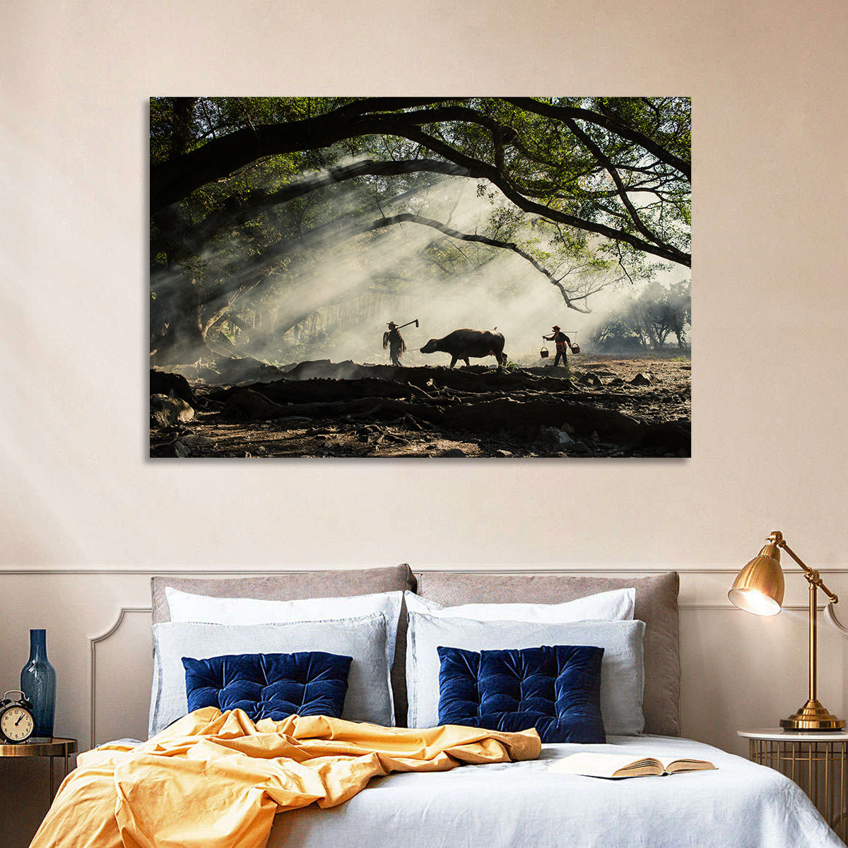 Village Morning with Buffalo Wall Art
