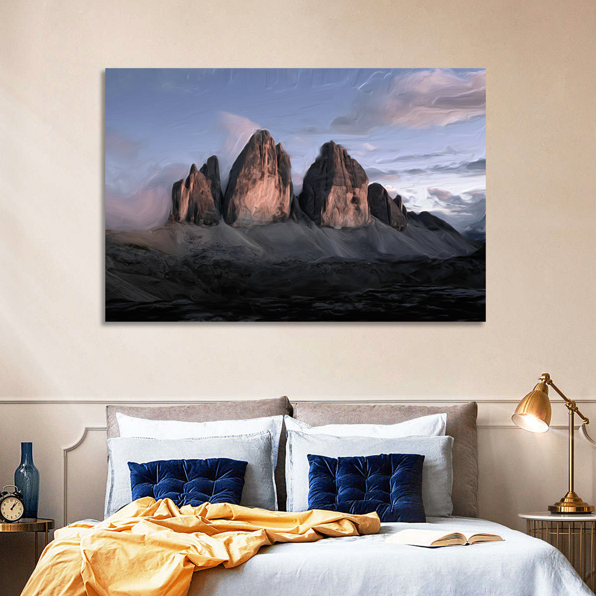 Tre Cime at Dusk Wall Art in a room, landscape