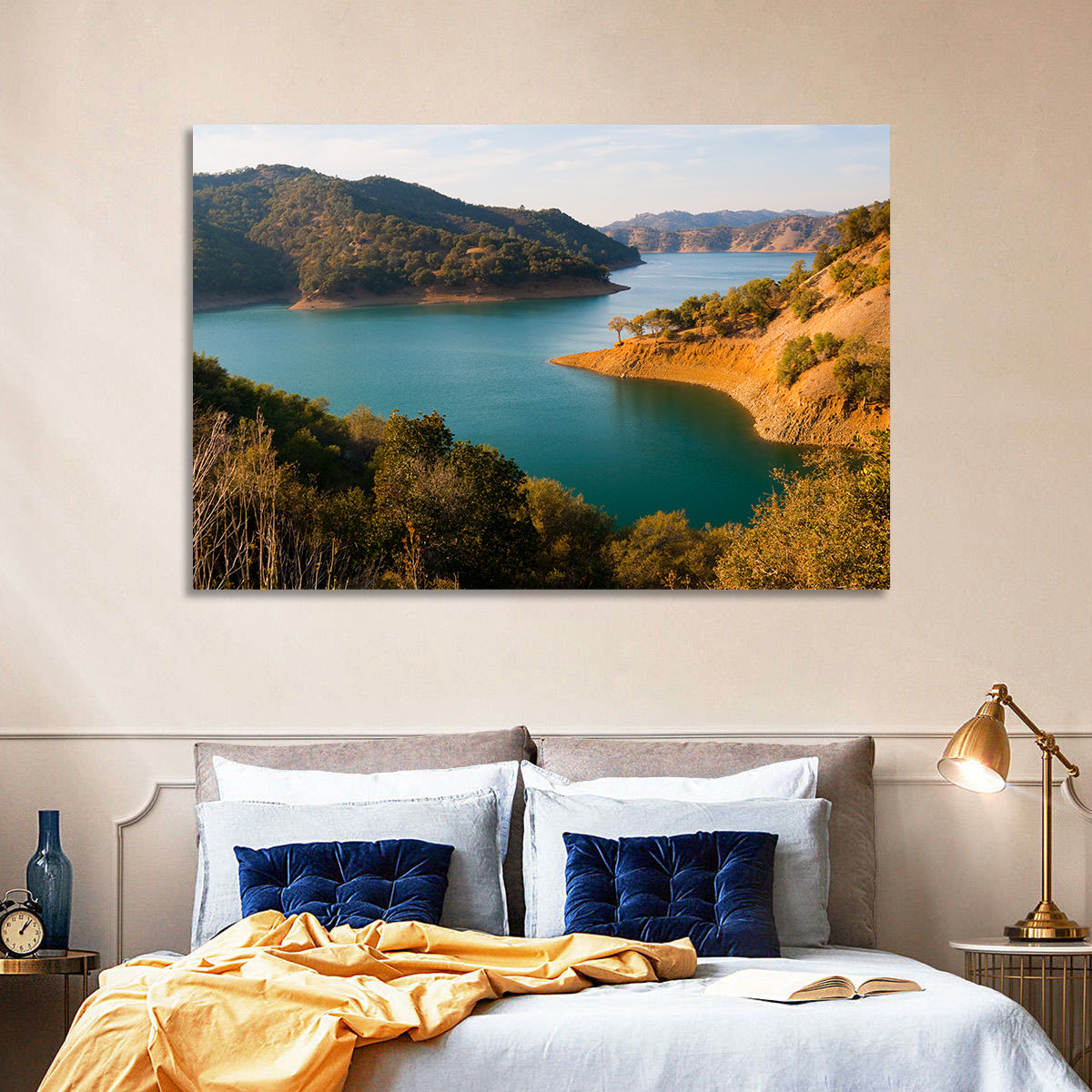 Lake Berryessa Peninsula View Wall Art in a room, landscape