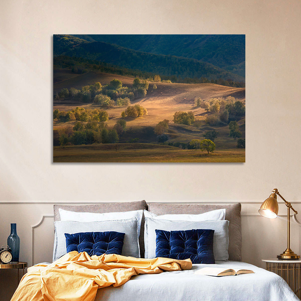 Bashang Plateau Golden Hour Wall Art in a room, landscape