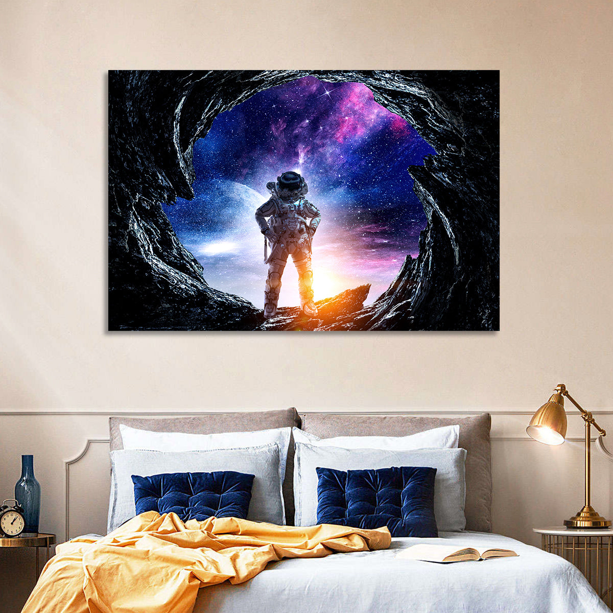 Astronaut at Alien Planet Cave Wall Art