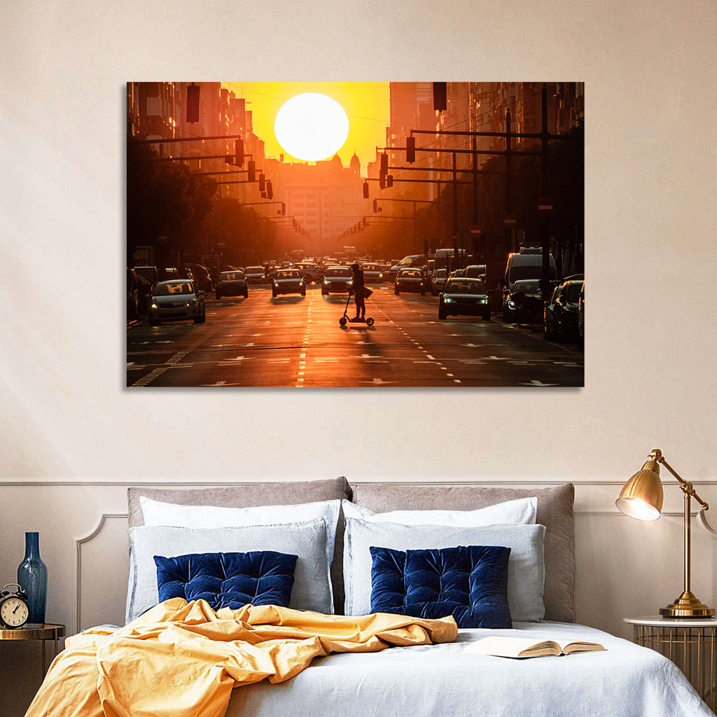 Valencia Port Avenue at Dusk Wall Art