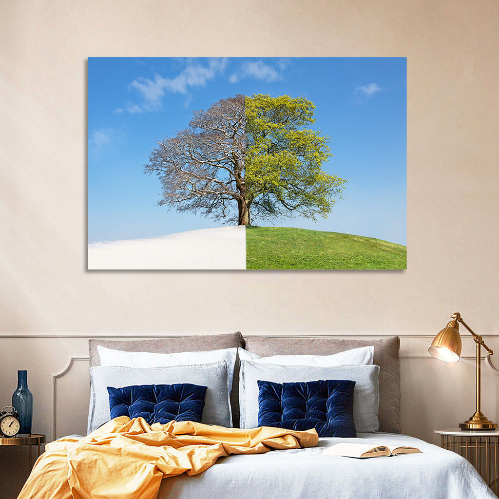 Split Season Tree Landscape Wall Art