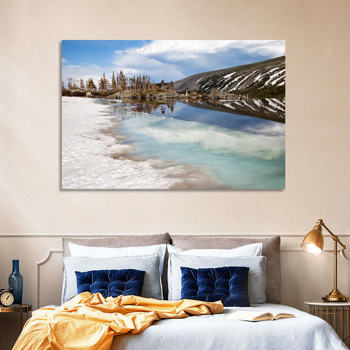 Lake Isabelle Reflection Wall Art in a room, landscape