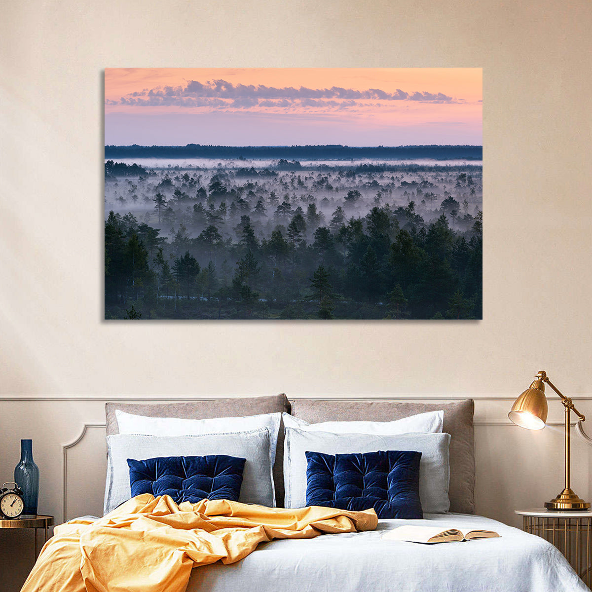 Estonian Misty Pine Landscape Wall Art