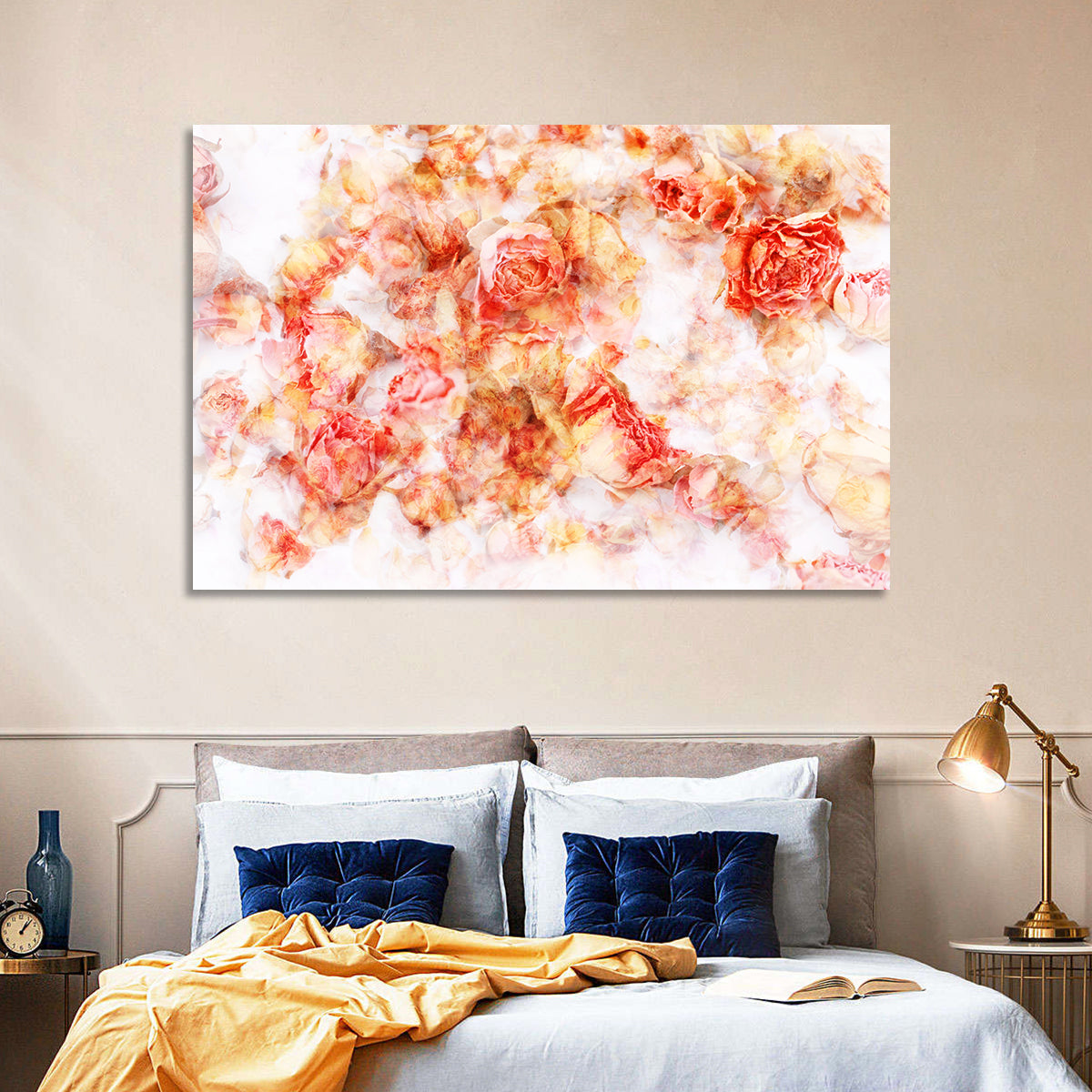 Scattered Dried Rose Petals Wall Art in a room, landscape