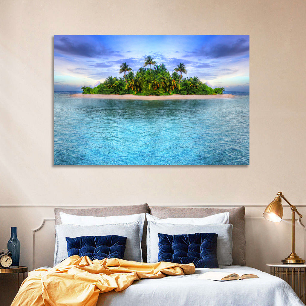 Mirrored Tropical Island Lagoon Wall Art