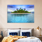 Mirrored Tropical Island Lagoon Wall Art