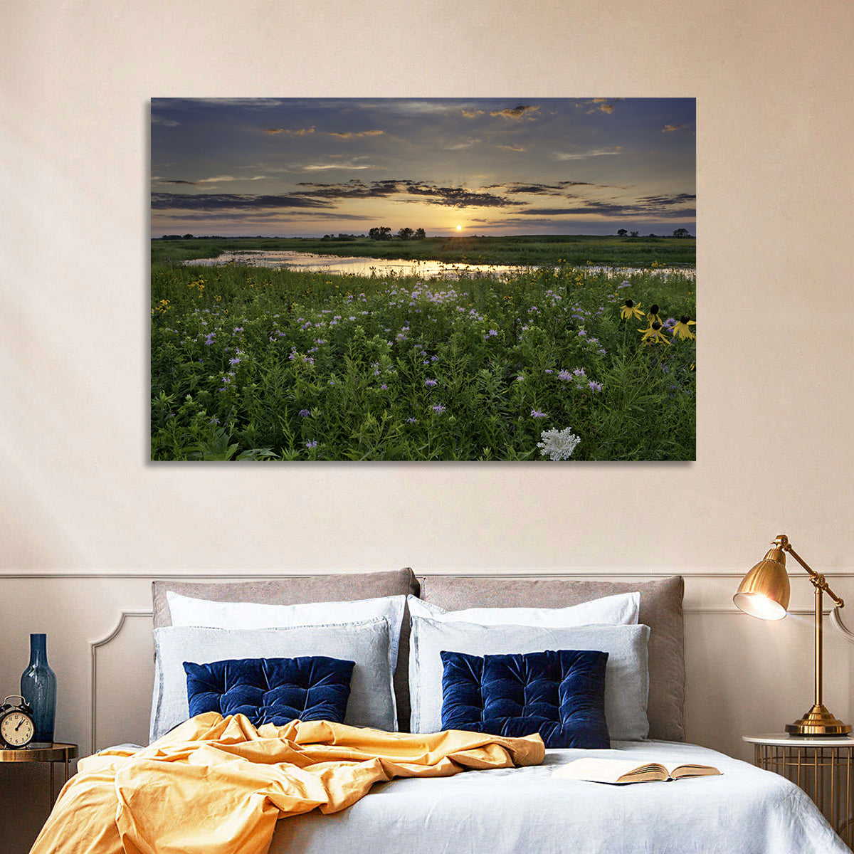 Illinois Fields Sunset Wall Art in a room, landscape