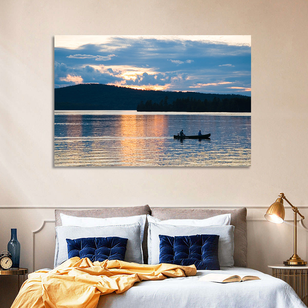 Moosehead Lake Sunset Wall Art in a room, landscape
