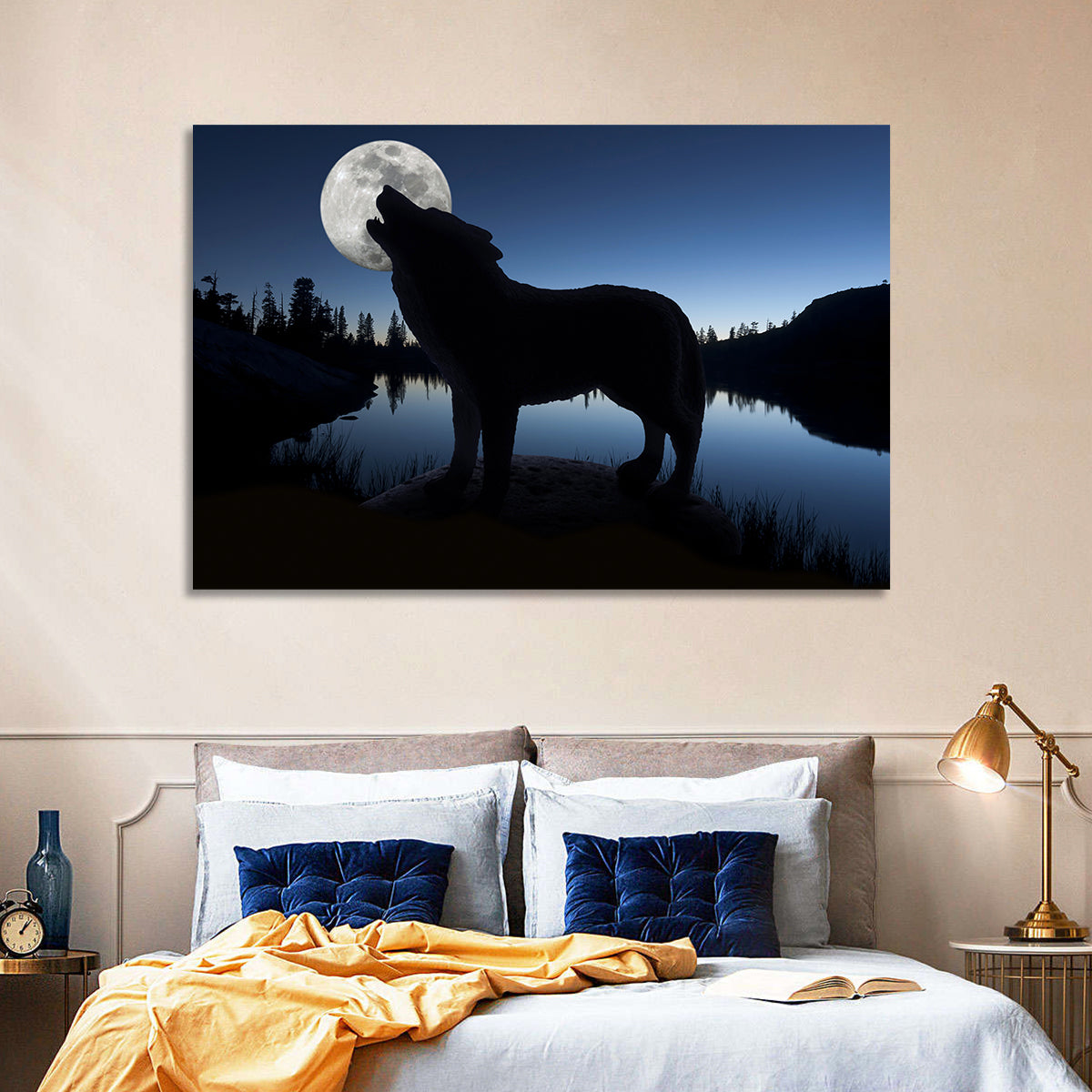Howling Wolf at Full Moon Wall Art