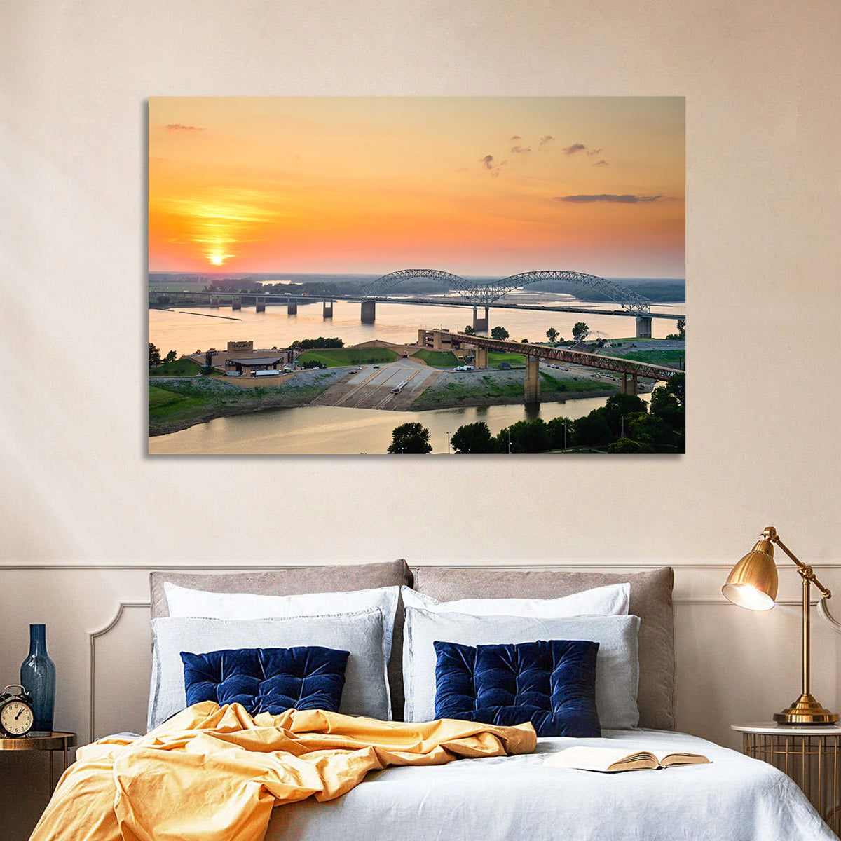 Hernando De Soto Bridge at Sunset Wall Art