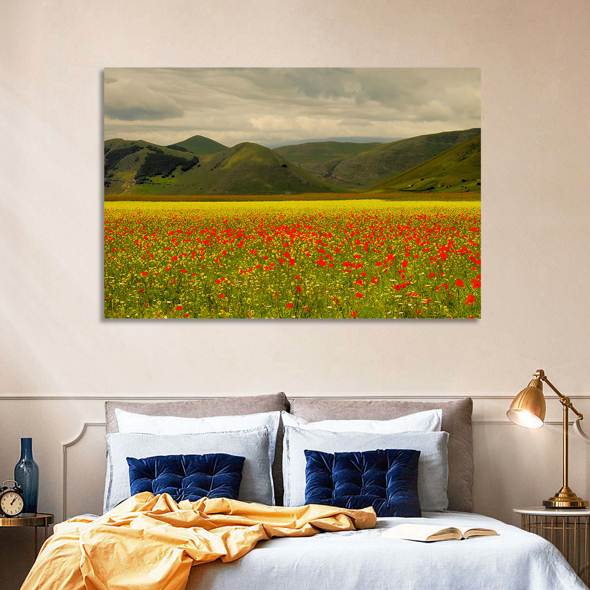 Castelluccio Wildflower Meadow Wall Art in a room, landscape