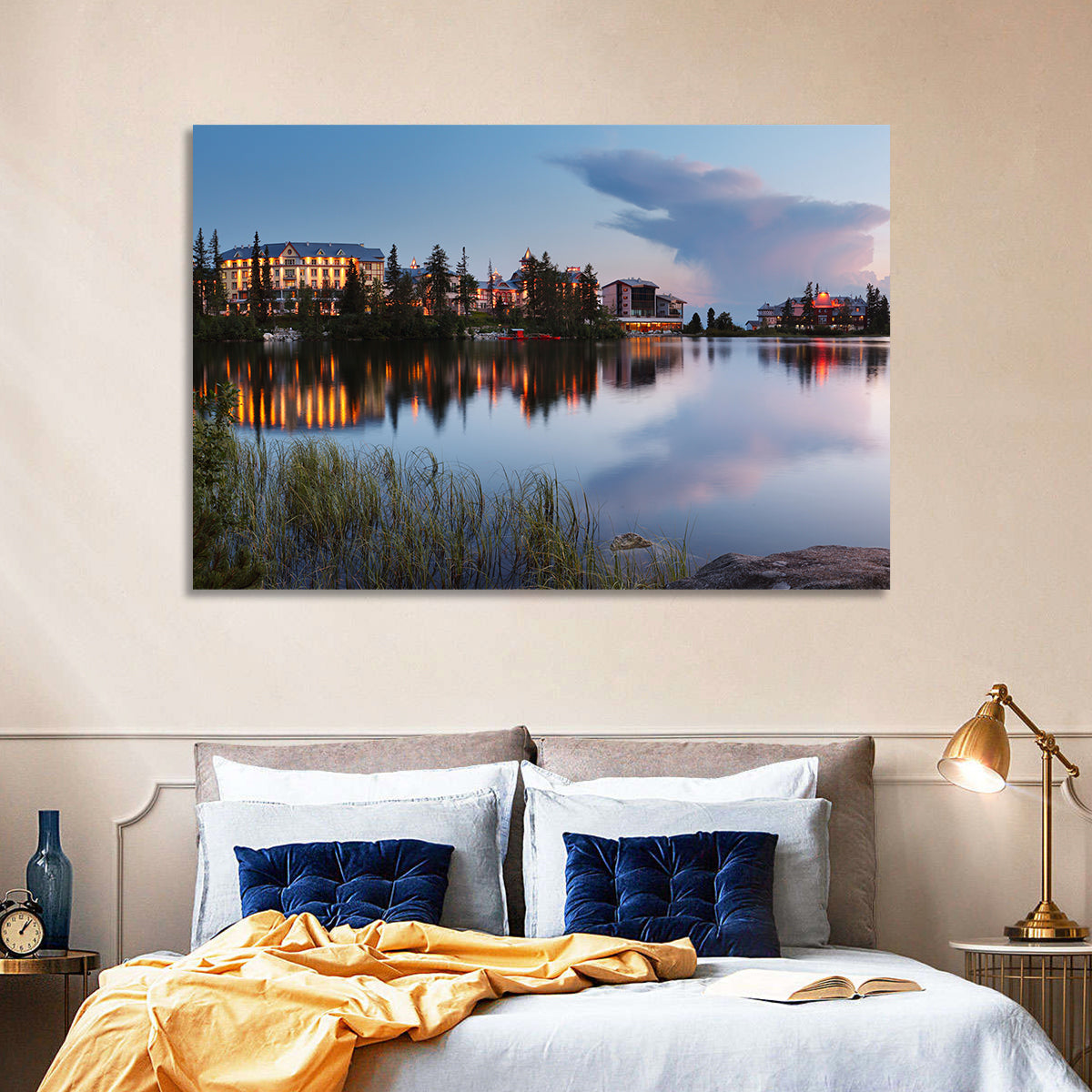 Štrbské Pleso at Dusk Wall Art in a room, landscape