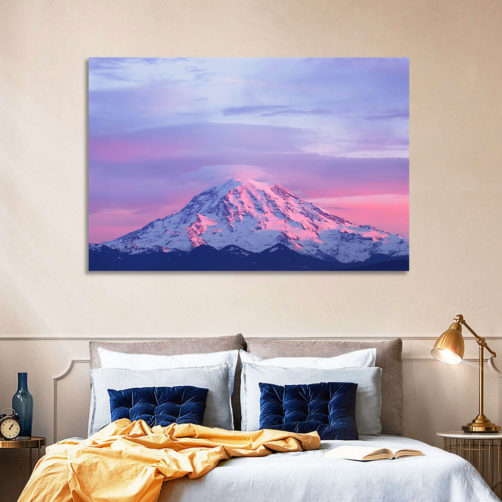 Mount Rainier Alpenglow with Lenticular Cloud Wall Art