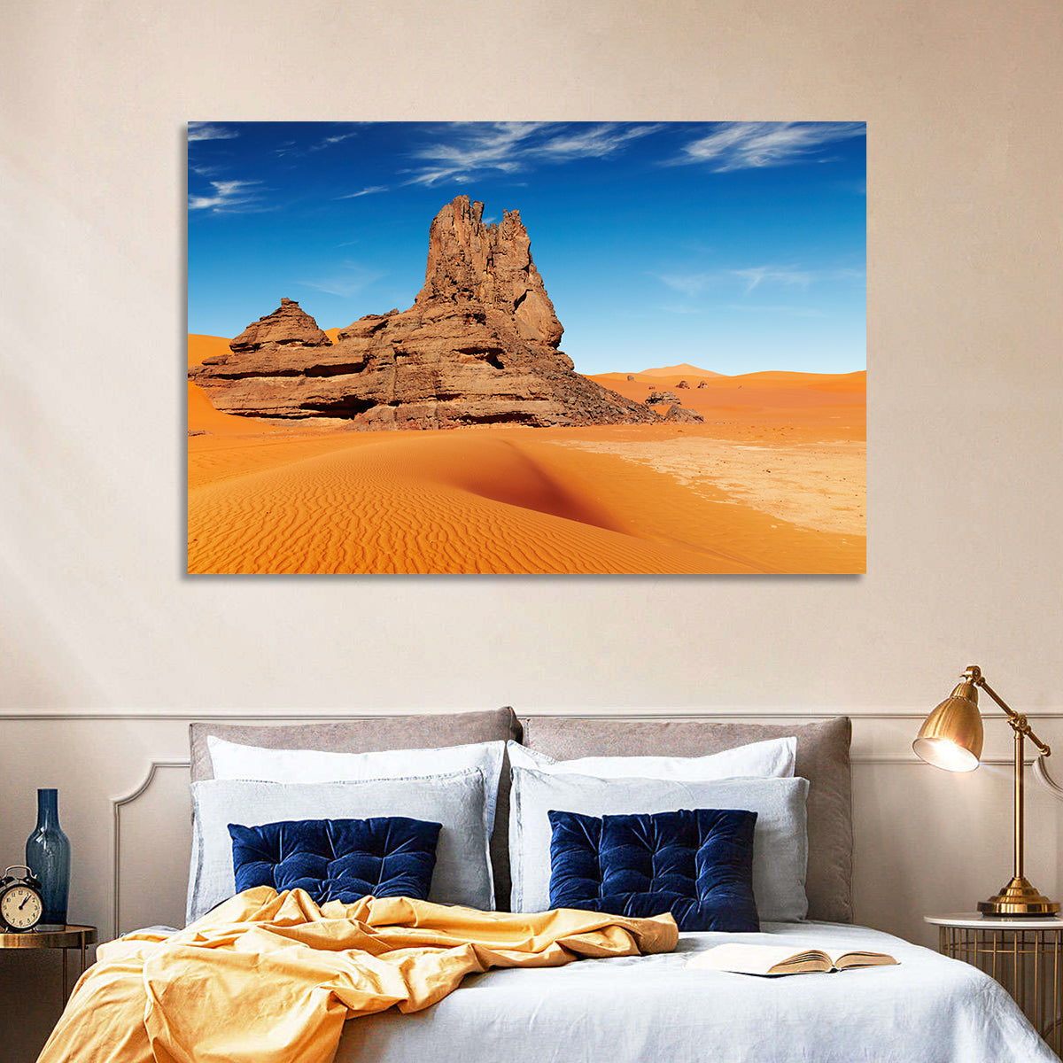 Sahara Rock Formation Landscape Wall Art in a room, landscape