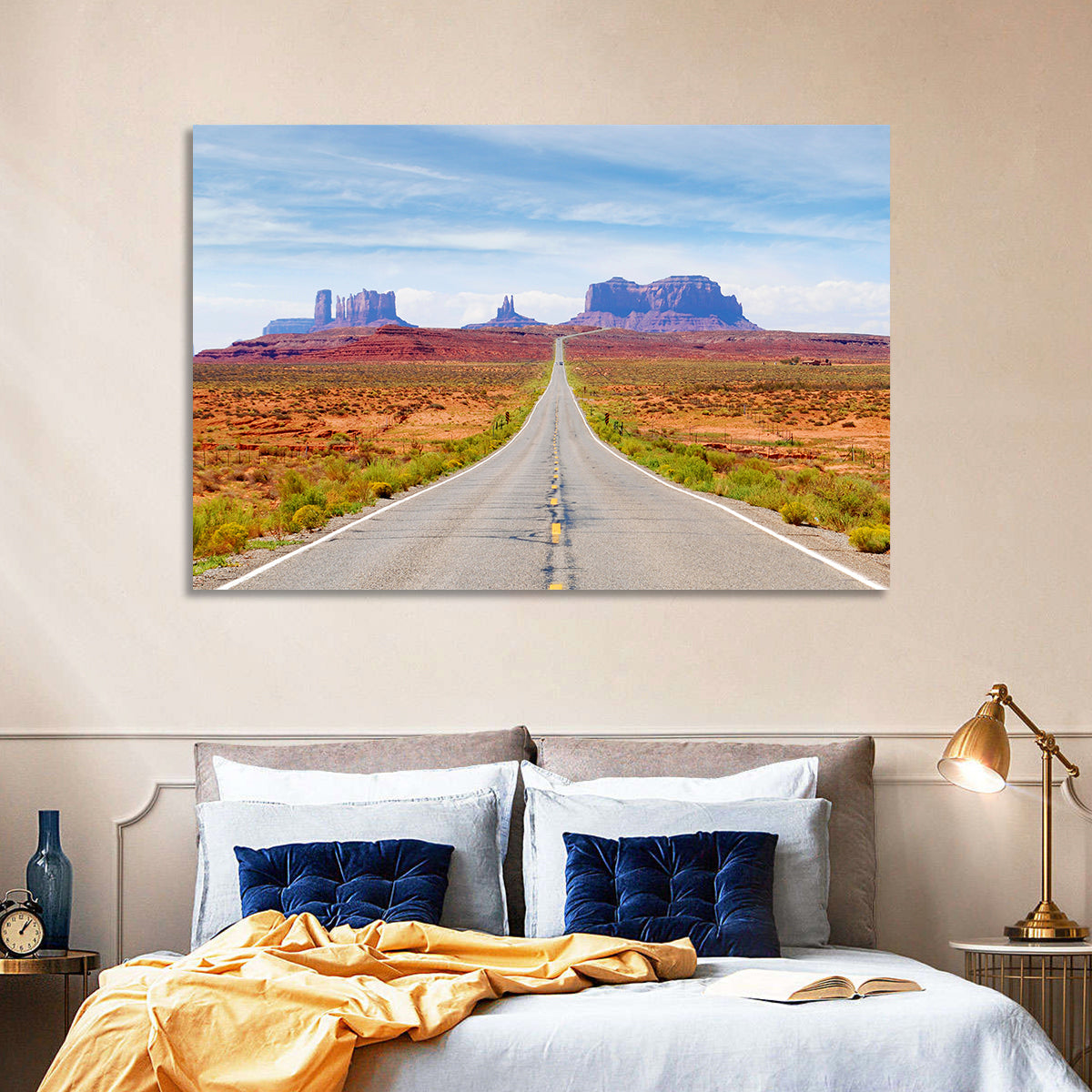 Highway 163 Into Monument Valley Wall Art in a room, landscape