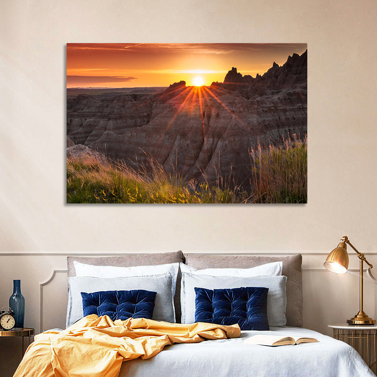 Badlands National Park Sunset Wall Art in a room, landscape