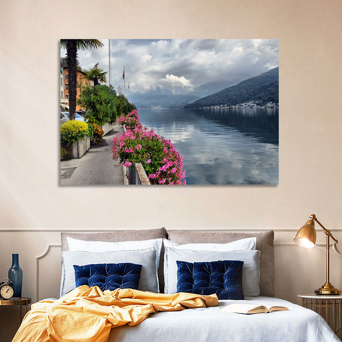 Lake Lugano Floral Walkway Wall Art