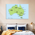 Minimalist Australia Map with State Labels Wall Art