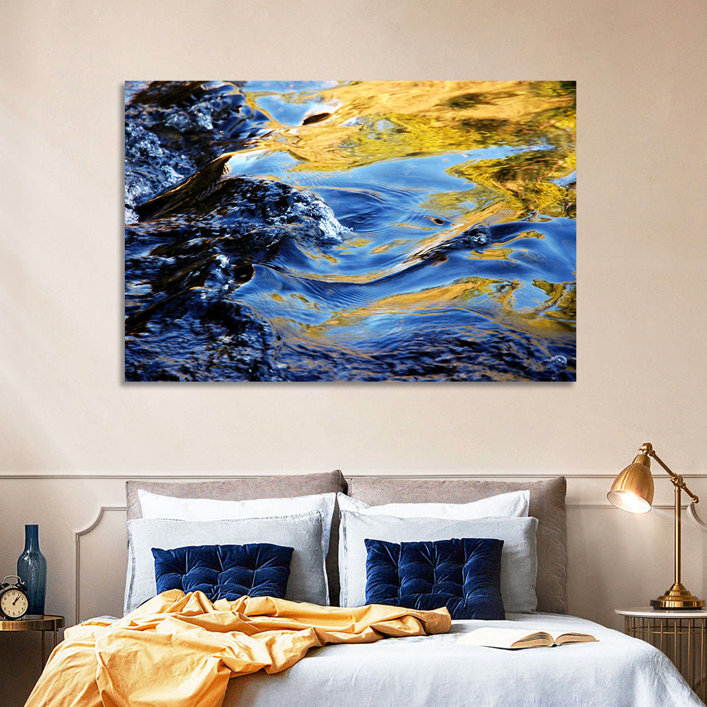Flowing Stream with Golden Reflections Wall Art