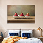 Three Red Pears in Bowls Wall Art
