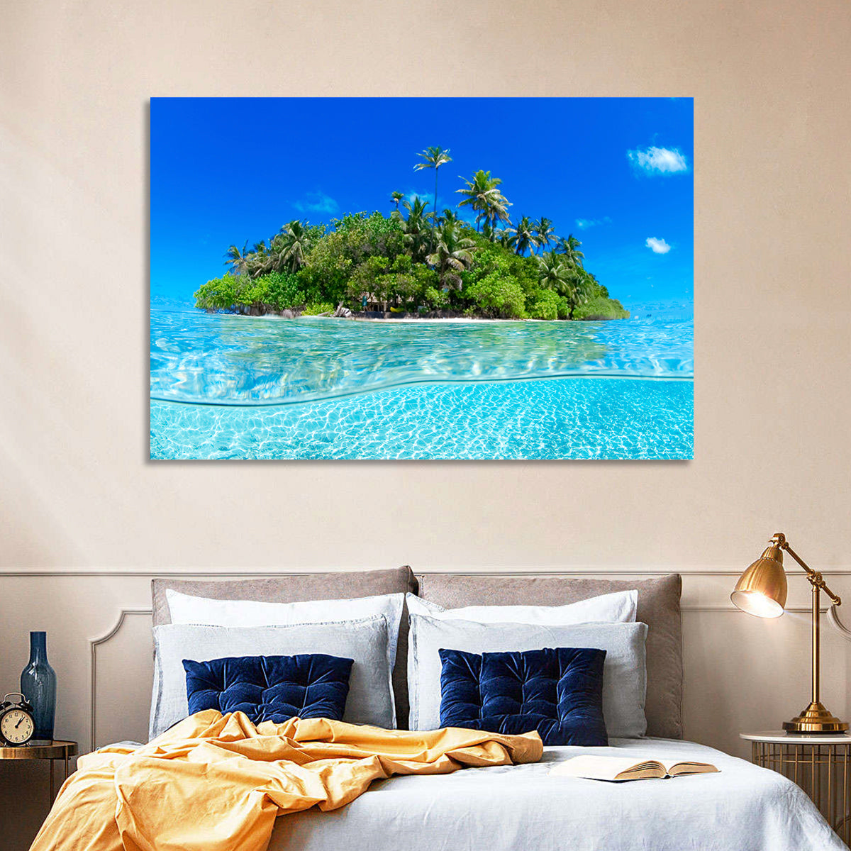 Tropical Island Lagoon Split-level Seascape Wall Art