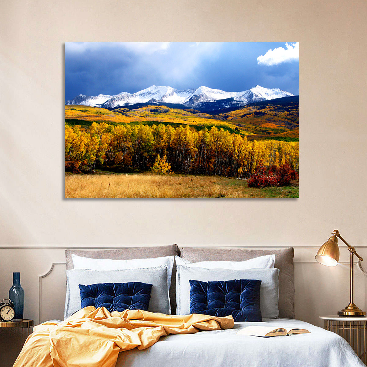 Crested Butte Autumn Mountains Wall Art in a room, landscape