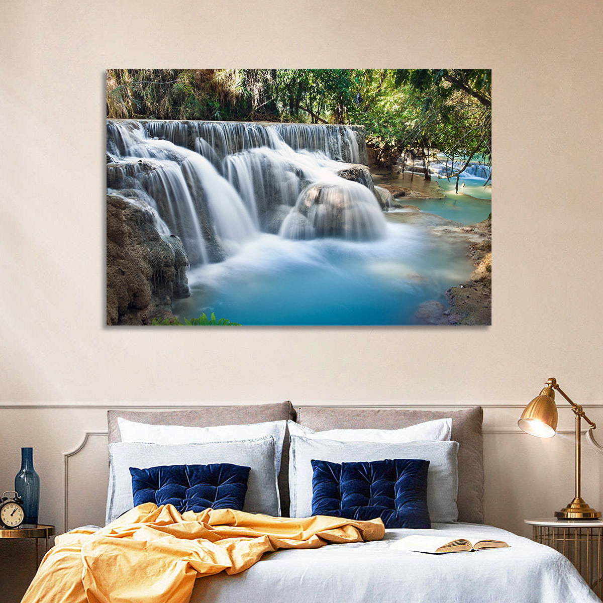 Kuang Si Falls, Luang Prabang Wall Art in a room, landscape