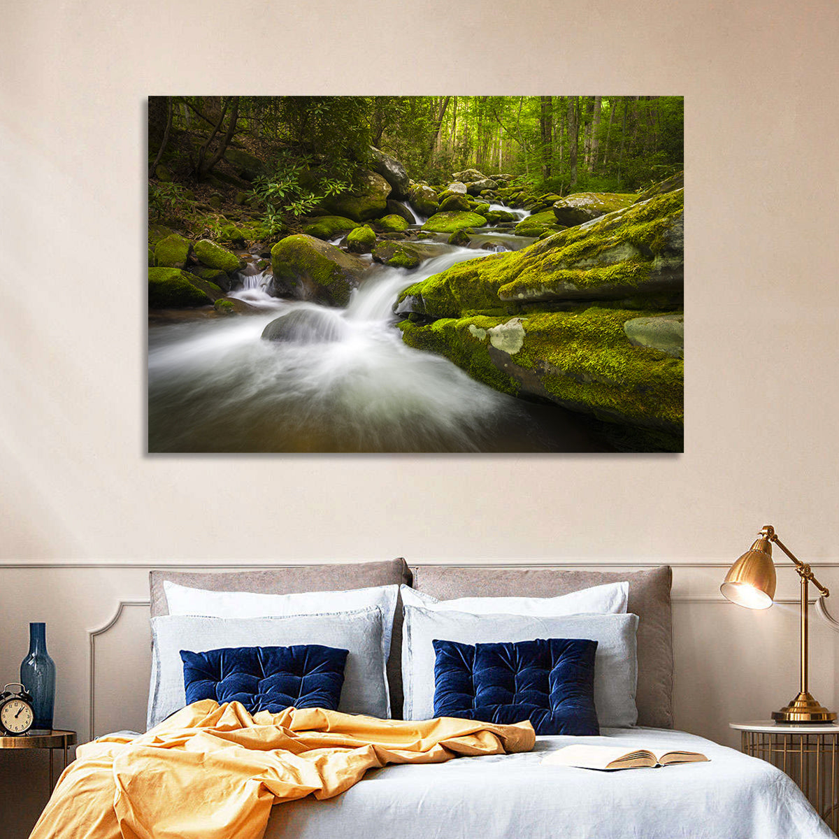 Gatlinburg Park Stream Wall Art in a room, landscape