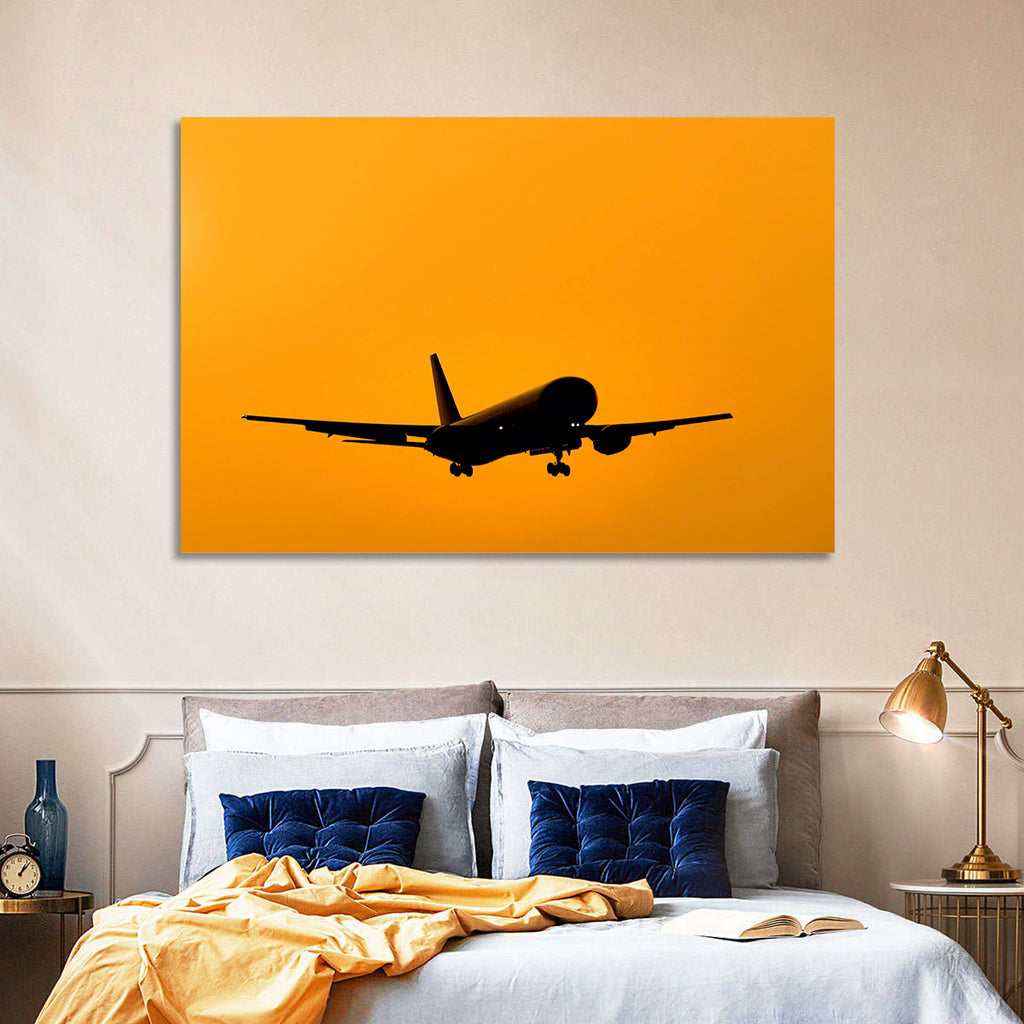 Golden Hour Airliner Silhouette Wall Art