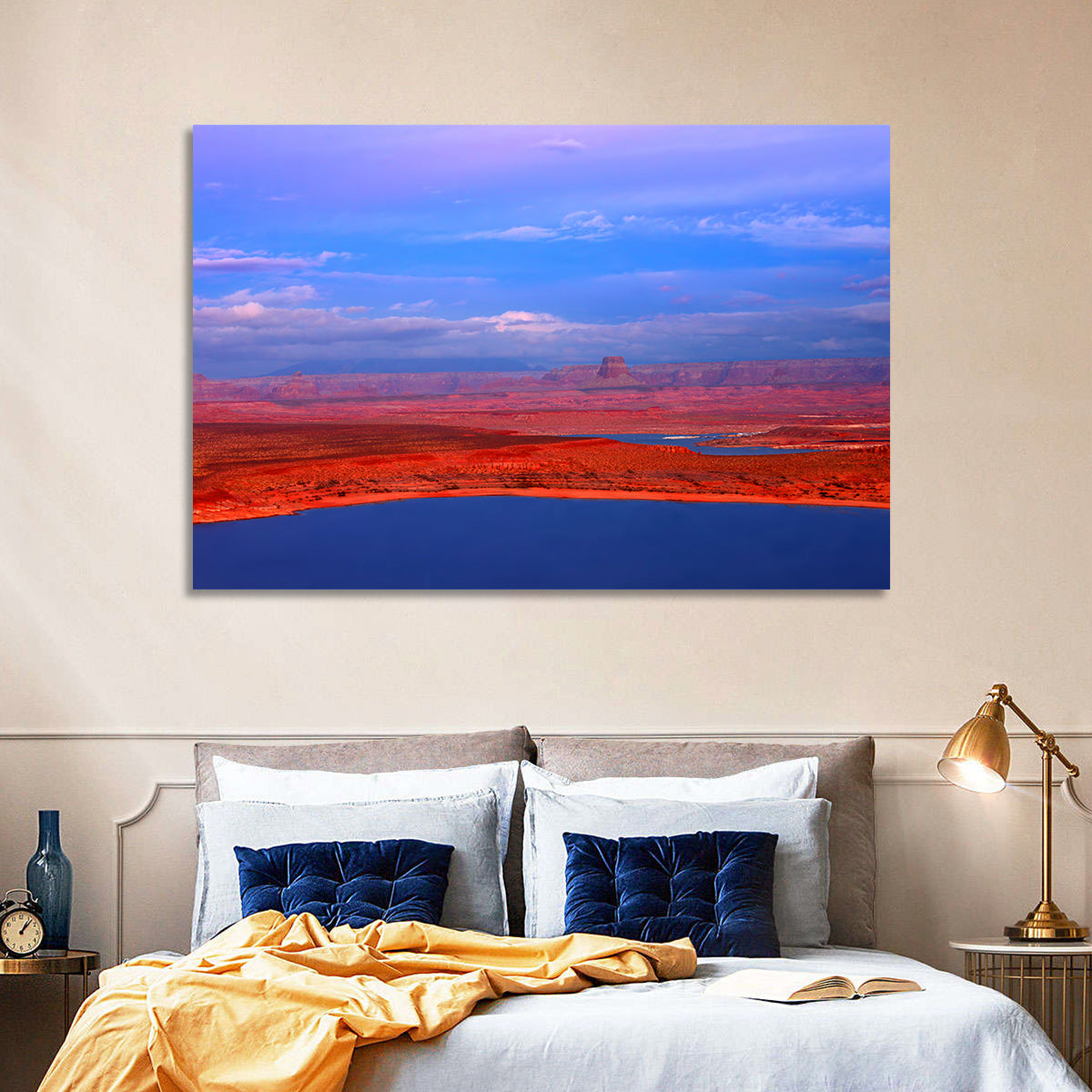 Lake Powell Sunset Wall Art in a room, landscape