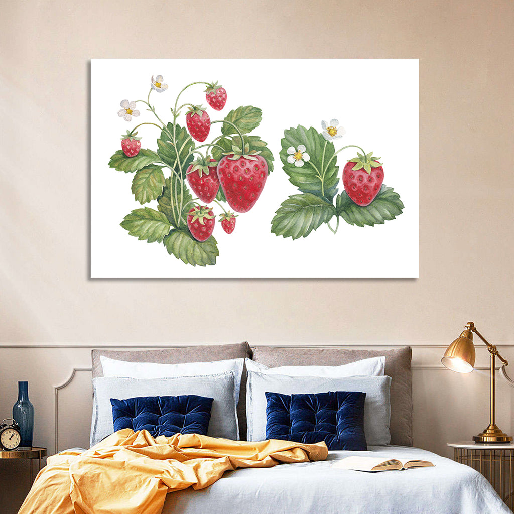 Fresh Strawberry Botanical Illustration Wall Art