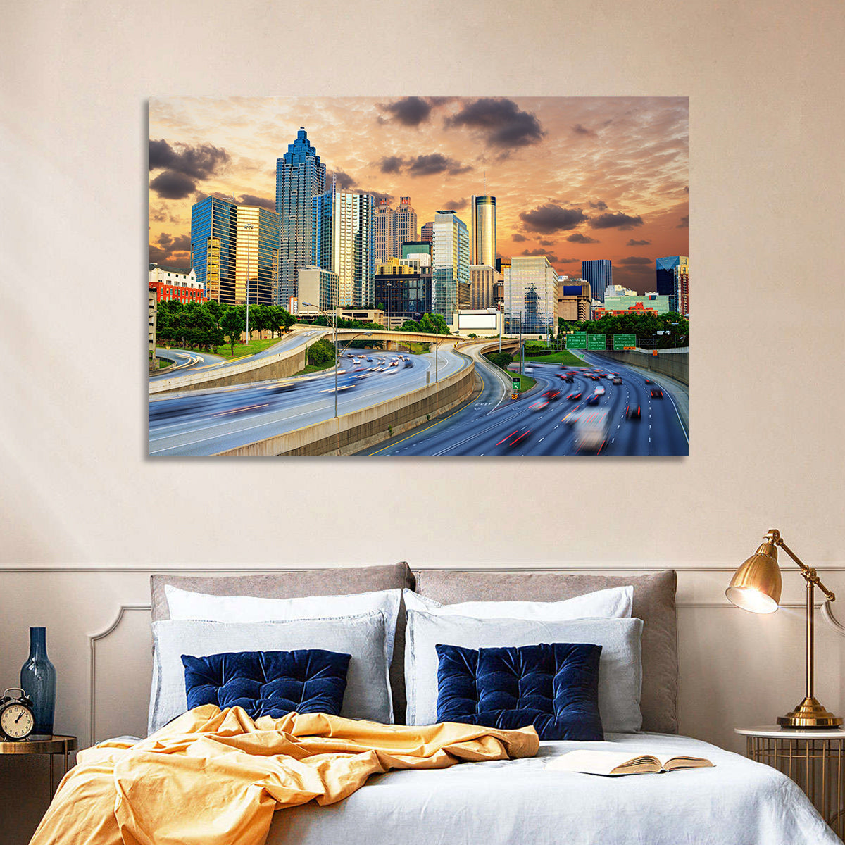 Atlanta Downtown Skyline Wall Art in a room, landscape