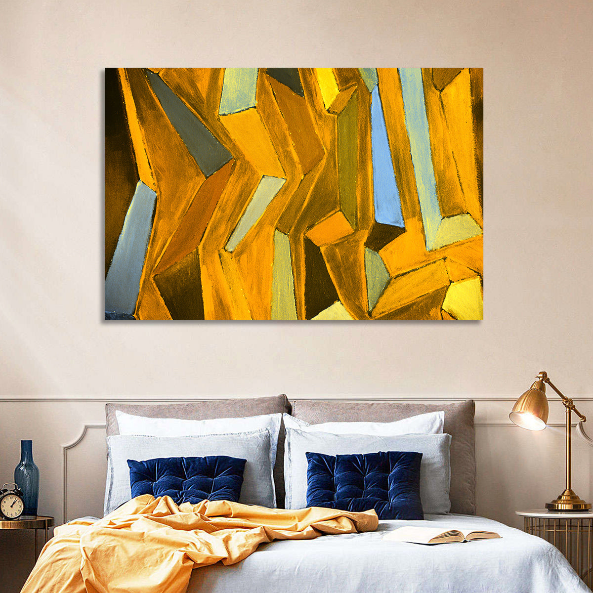 Golden Blocks Abstract Wall Art