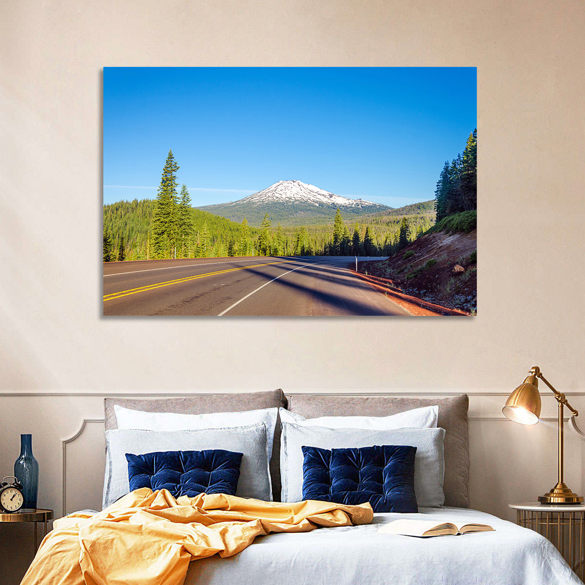 Highway to Mount Bachelor Wall Art in a room, landscape