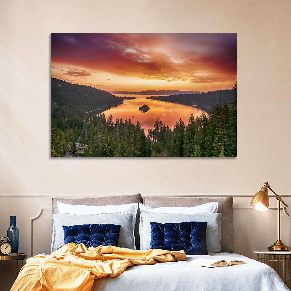 Emerald Bay Sunrise, Lake Tahoe Wall Art in a room, landscape