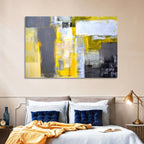 Yellow and Gray Color Block Abstract Wall Art