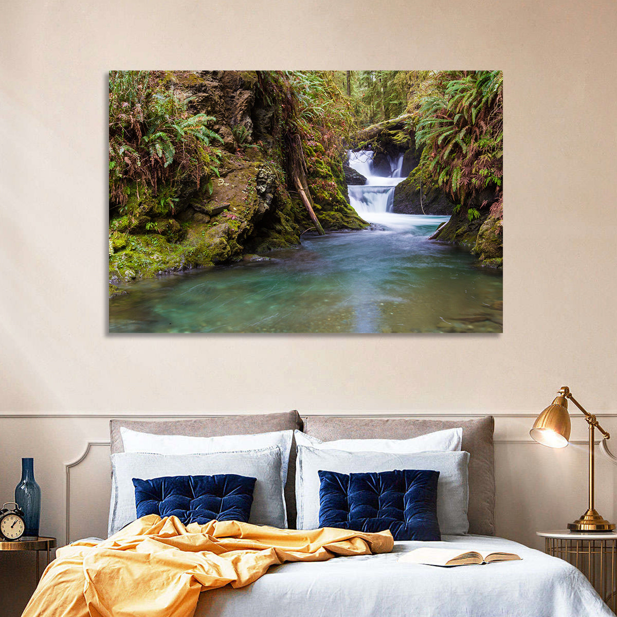Willaby Creek Waterfall Wall Art in a room, landscape