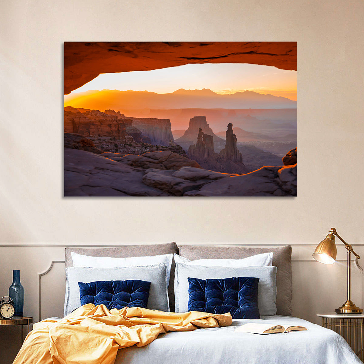 Mesa Arch Sunrise Wall Art in a room, landscape