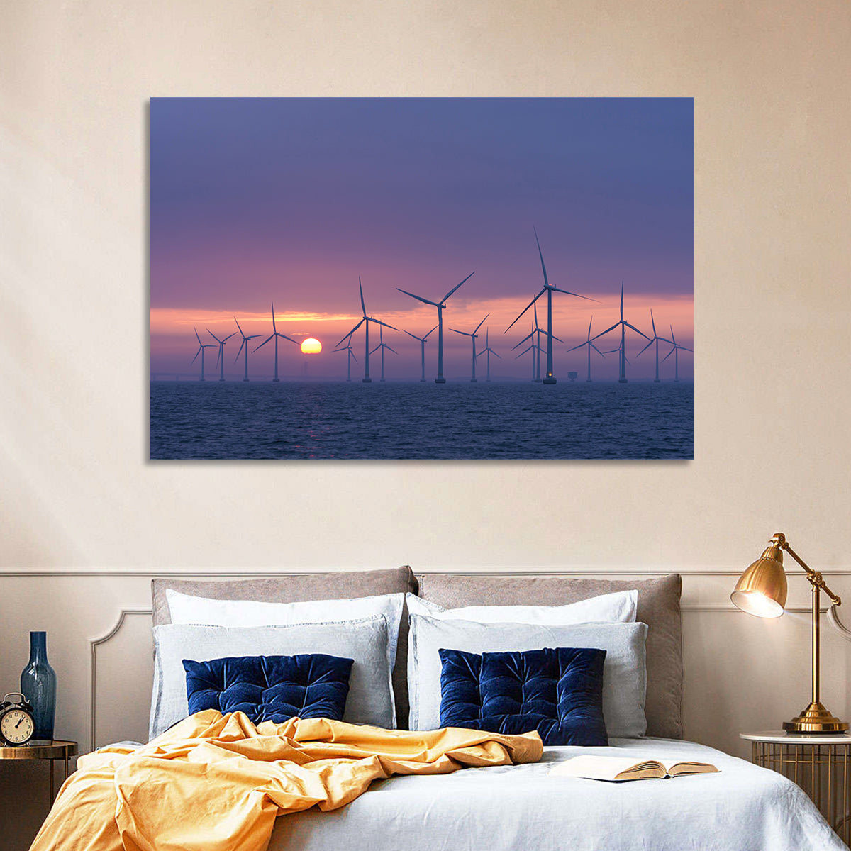 Twilight Offshore Wind Farm Wall Art in a room, landscape