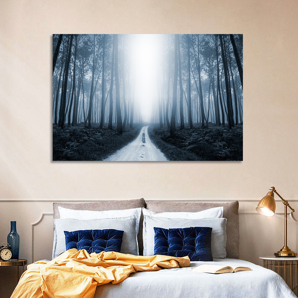 Misty Forest Road at Twilight Wall Art