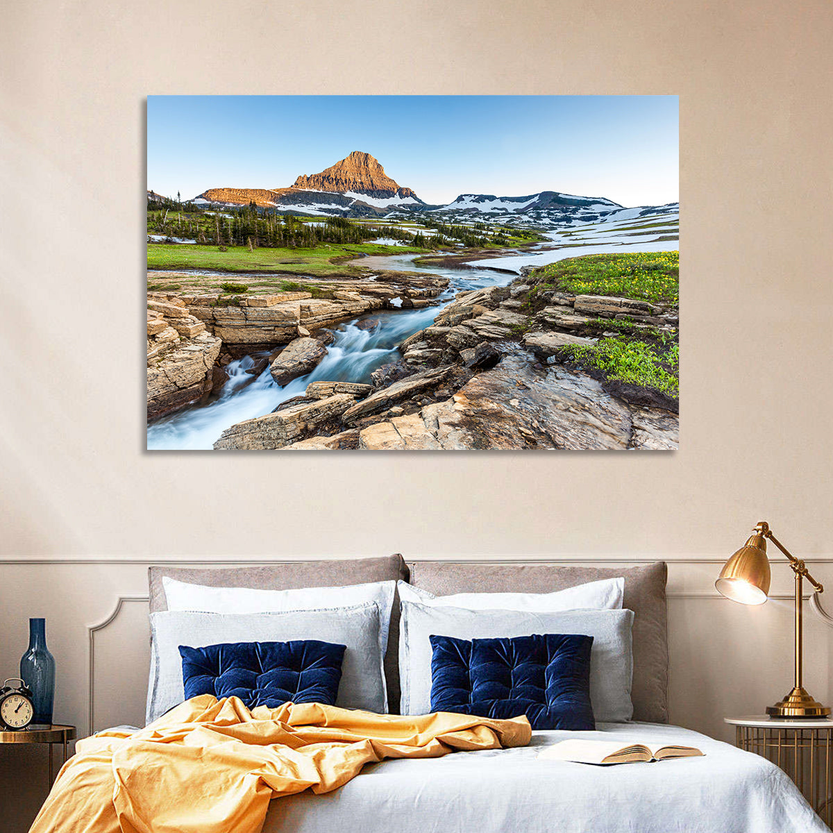 Logan Pass Golden Hour Wall Art in a room, landscape