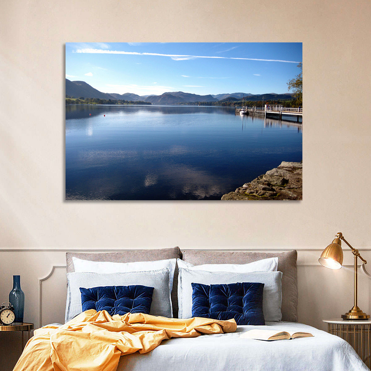 Lake Ullswater Pier Wall Art in a room, landscape