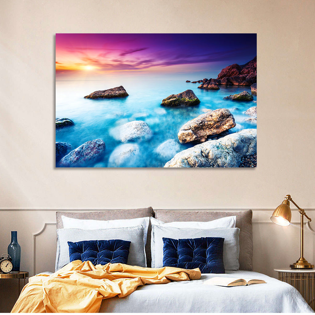 Rocky Beach Sunset Wall Art