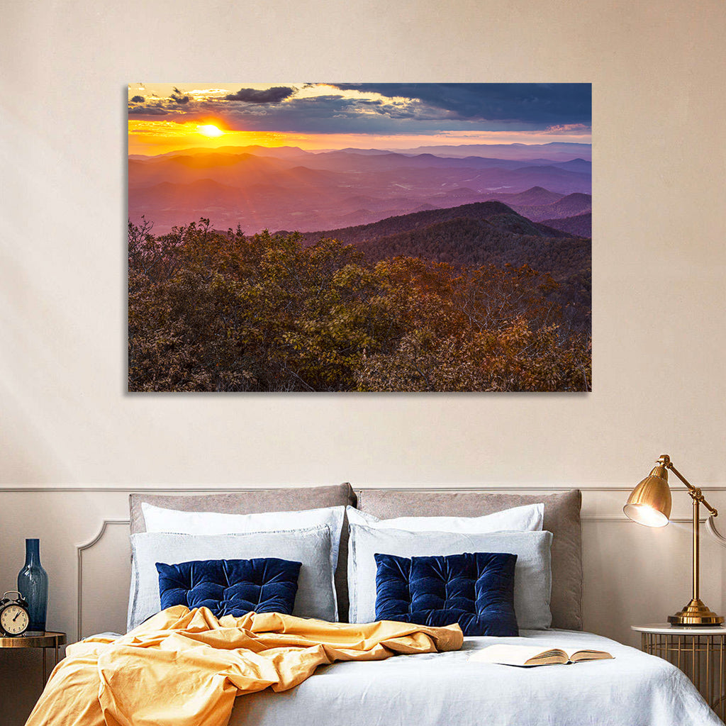 Blue Ridge Sunset Over Autumn Ridges Wall Art